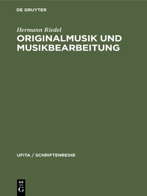 cover image of Originalmusik und Musikbearbeitung